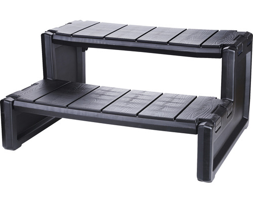 Doppelstufe aus Kunststoff mit Holzoptik für den Außenbereich