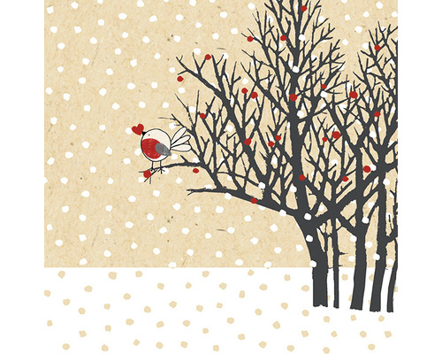 Serviettes de Noël ByN Arbre avec oiseau 20 pces