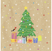 Illustration d''un arbre de Noël avec des cadeaux et un oiseau