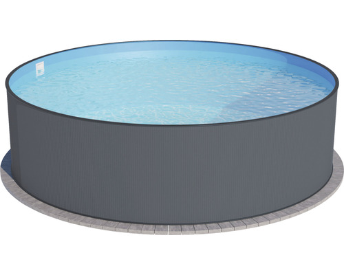 Set de piscine mural en acier Planet Pool rond Ø 300x120 cm incl. installation de filtre à sable, skimmer, échelle, sable de filtration & tuyau de raccordement blanc