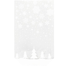 Dekoschals mit Schneeflocken und Weihnachtsbäumen für festliche Fensterdekoration