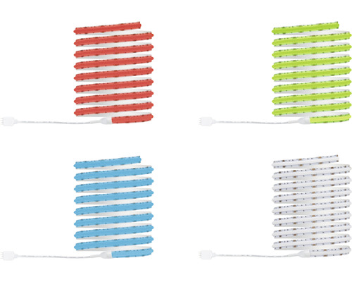 Bandes LED en rouge, vert, bleu et blanc