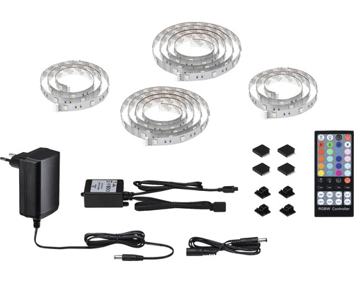 Bande LED Paulmann (78875) 24 V 20,5 W MaxLED 250 Kits Comfort TV 55 RGBW IP20 Kit de rubans LED avec bloc d''alimentation, contrôleur et clips de fixation