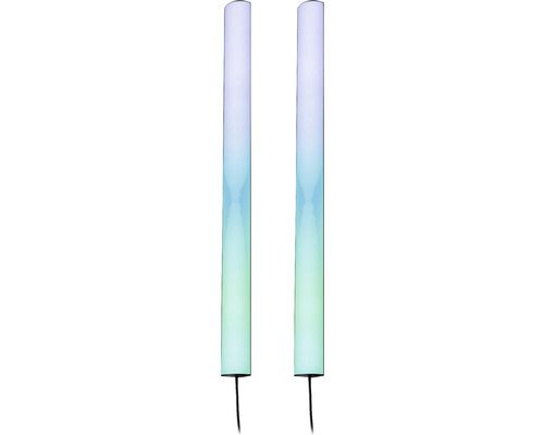 Zwei LED-Dekosäulen mit verschiedenen Lichtfarben