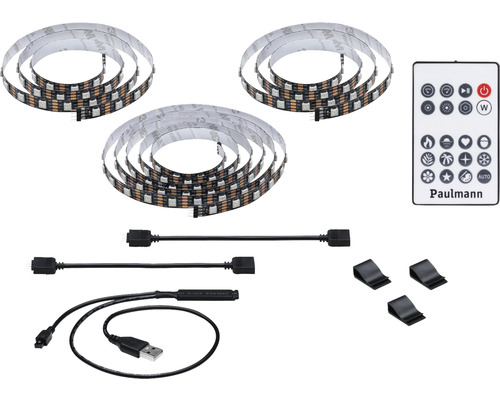 EntertainLED USB LED Strip TV-Beleuchtung 75 Zoll 3,1 m 5W 186 LEDs RGB Farbwechsel mit Memoryfunktion + Fernbedienung