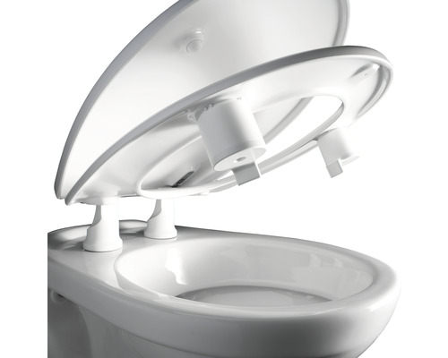 Geöffneter WC-Sitz auf einer Toilette