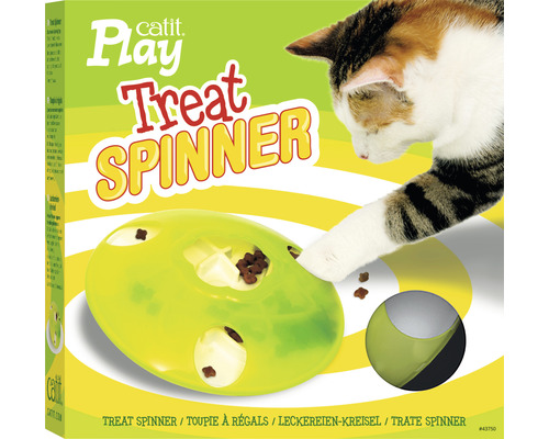 Jouet pour chats, mangeoire Catit Snack carrousel 18,5 x 5,5 x 18,5 cm vert-jaune Catit Play Treat Spinner jouet d’intelligence pour chats dans l’emballage