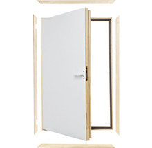 Porte intérieure blanche avec cadre de porte en bois