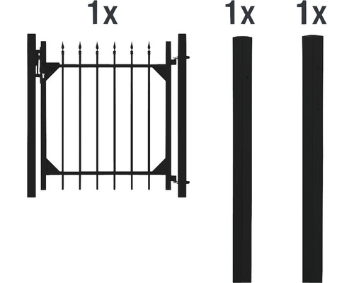 Ensemble de portail à un vantail ALBERTS Chaussee 96,5 x 100 cm anthracite