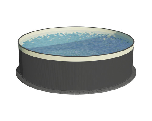 Piscine à parois en acier Planet Pool ronde Ø 450x120 cm sans accessoires anthracite avec liner Overlap sable