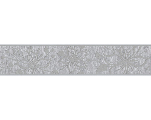 Frise autocollante 3466-43 Only Border fleurs gris 5 m x 13 cm
