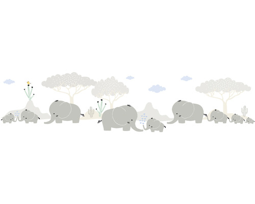 Bordüre selbstklebend 40374-7 Only Border Elefantenfamilie grau 5 m x 15 cm