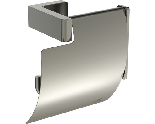 Dérouleur de papier toilette Ideal Standard Conca Cube silver storm T4496GN Porte papier toilette en métal avec couvercle