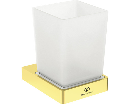 Gobelet pour brosses à dents Ideal Standard Conca Cube brushed gold T4504A2 Ideal Standard Porte-gobelet avec verre