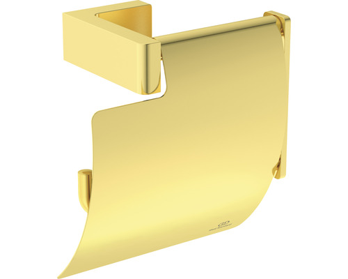 Dérouleur de papier toilette Ideal Standard Conca Cube brushed gold T4496A2 Porte-papier toilette en métal avec couvercle