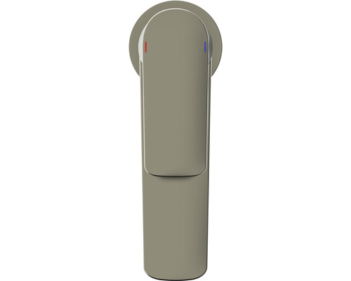 Einhebelmischer für Waschtisch mit Kennzeichnung für Kalt- und Warmwasser