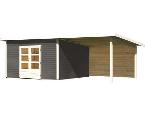 Abri de jardin avec annexe et double porte