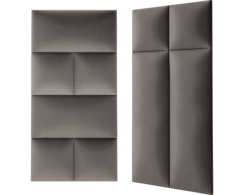 Deux panneaux muraux insonorisants au design géométrique.