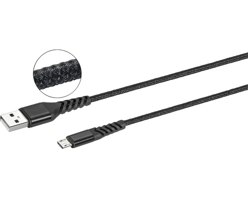 Câble USB USB A-USB B Micro noir 2 m