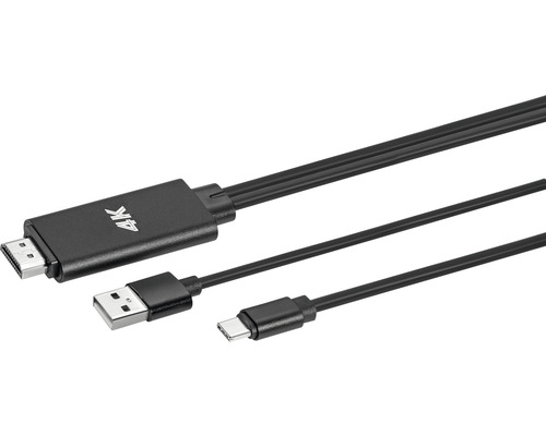 HDMI Adapterkabel USB A+C Stecker 1,8m