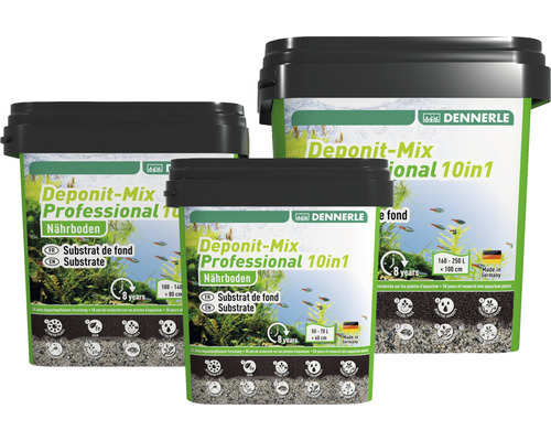 Trois emballages de substrat nutritif pour aquarium Dennerle Deponit-Mix Professional 10en1