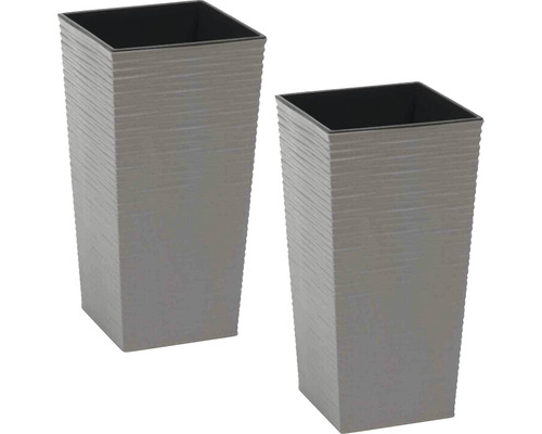 Pot de fleur Eco Nizza 2er Set Siena Garden Ø 25 H 46.5 cm gris