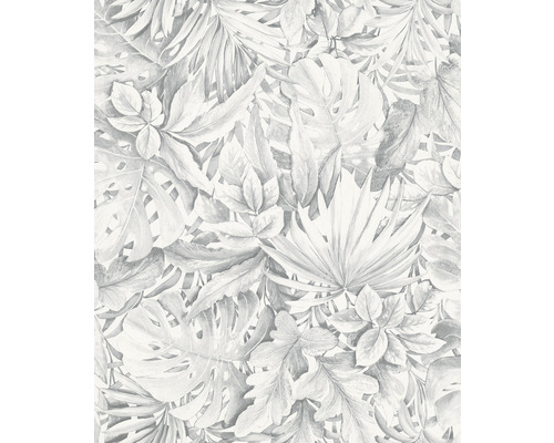 Papier peint intissé 33308 Botanica feuilles gris blanc Papier peint à motif de feuilles