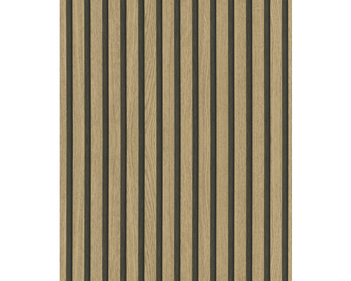 Papier peint intissé 33960 Botanica 3D aspect bois marron Panneau mural en bois avec structure à lattes