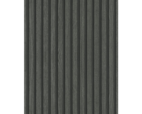 Vliestapete 33961 Botanica 3D Holz-Optik schwarz anthrazit Holzpaneele mit vertikalen Rillen für Wandgestaltung