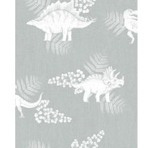 Papier peint avec motif de dinosaures et de fougères