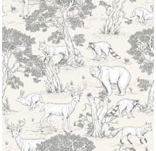 Papier peint avec animaux forestiers et arbres