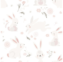 Motif avec des lapins et des fleurs