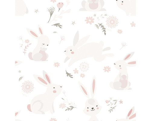Motif avec des lapins et des fleurs