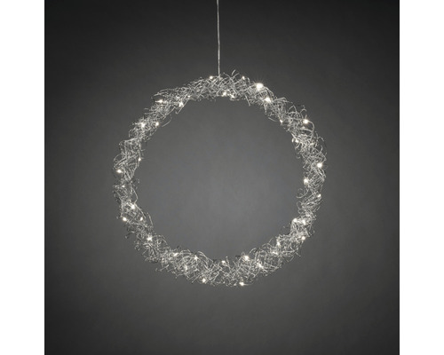 Couronne métallique LED argent Konstsmide 40 LED couleur d'éclairage blanc chaud avec variateur d'intensité