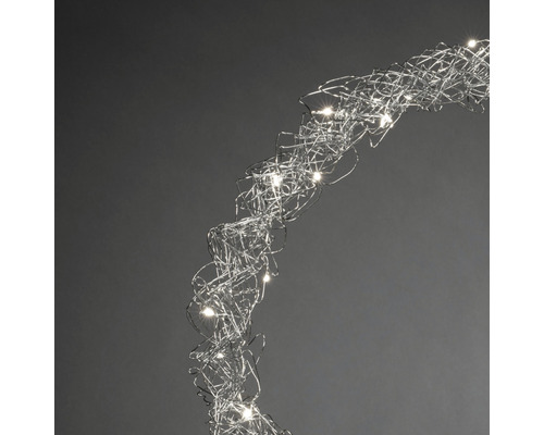 Couronne métallique LED argent Konstsmide 40 LED couleur d'éclairage blanc chaud avec variateur d'intensité Lampe décorative en fil de fer avec petits points lumineux