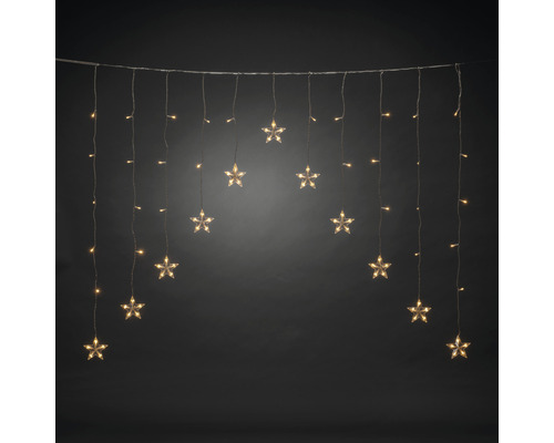Rideau lumineux à LED avec étoiles, blanc chaud, alimenté par le réseau Rideau lumineux à étoiles avec étoiles et lumières suspendues