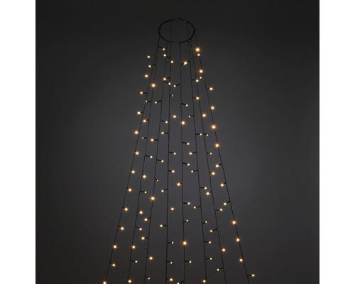 Manteau d'arbre LED avec anneau Konstsmide Ø 11 cm 8 fils 240 LED couleur d'éclairage ambre à intensité lumineuse variable avec minuterie 8 heures Guirlande lumineuse LED décorative en forme de cône pour l''intérieur