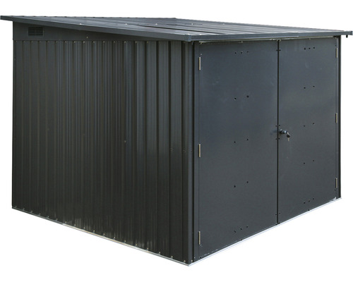 Abri de jardin en métal avec double porte et toit monopente