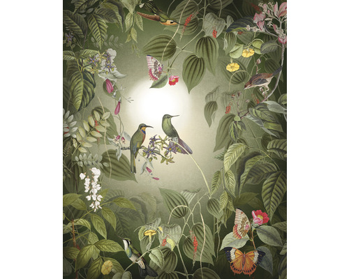 Papier peint panoramique intissé X4-1100 Wildlife Birds 4 pces 200 x 250 cm Papier peint avec plantes, oiseaux et papillons