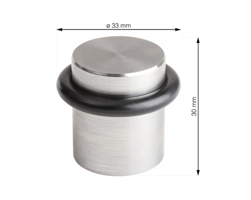 Butoir de porte en métal avec anneau en caoutchouc, diamètre 33 millimètres, hauteur 30 millimètres