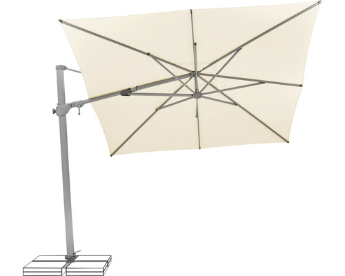 Freischirm mit rechteckigem Schirmdach und seitlichem Mast