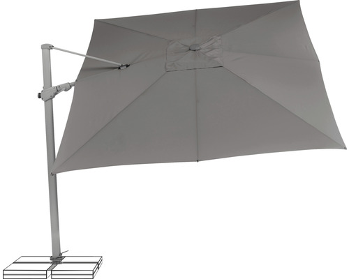 Quadratischer Ampelschirm mit Standfuß für den Aussenbereich