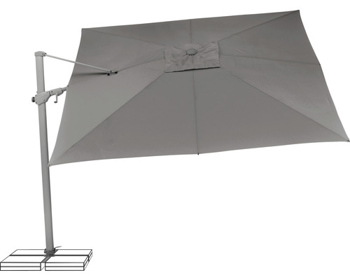 Parasol excentré carré gris avec pied