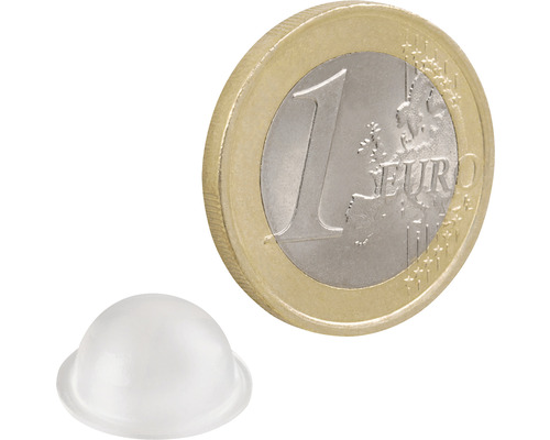 Butoir de porte transparent en plastique à côté d''une pièce d''un euro