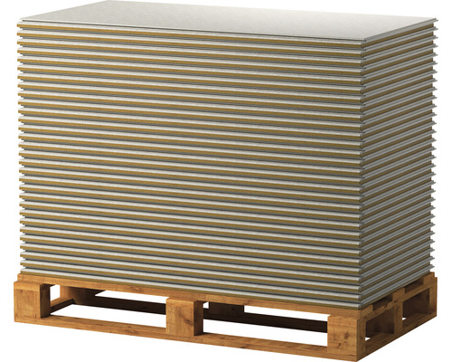 Pile de plaques de plâtre sur une palette