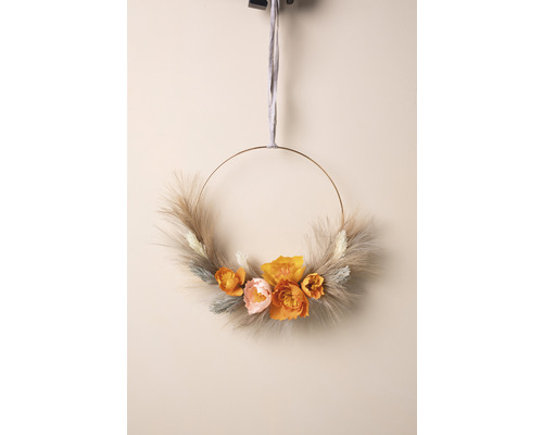 Anneau décoratif avec plumes et fleurs artificielles pour la décoration murale