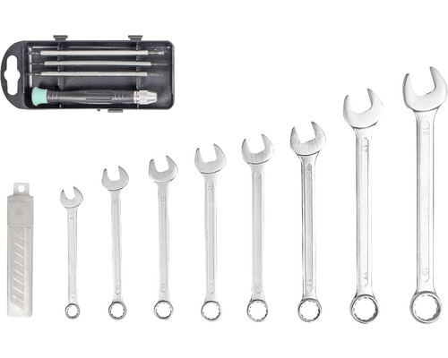 Jeu de clés à molette avec tournevis et embouts