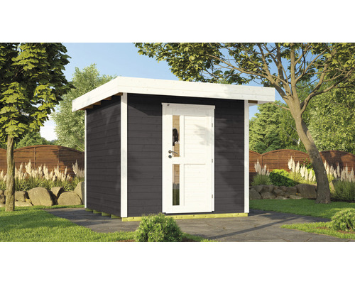 Abri de jardin weka DH 172 Taille 1 avec plancher 275 x 314 cm anthracite Abri de jardin avec toit plat et porte dans le jardin