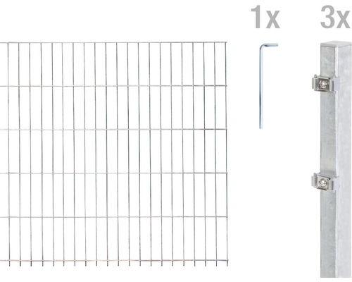 Ensemble de panneaux rigides double fils ALBERTS 6/5/6 400 x 80 cm galvanisé à chaud