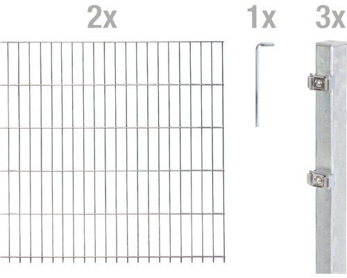 Ensemble de grillage de clôture à double fil ALBERTS 6/5/6 400 x 140 cm galvanisé à chaud